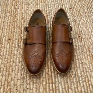 ASOS DESIGN double monk shoes in brown leather.